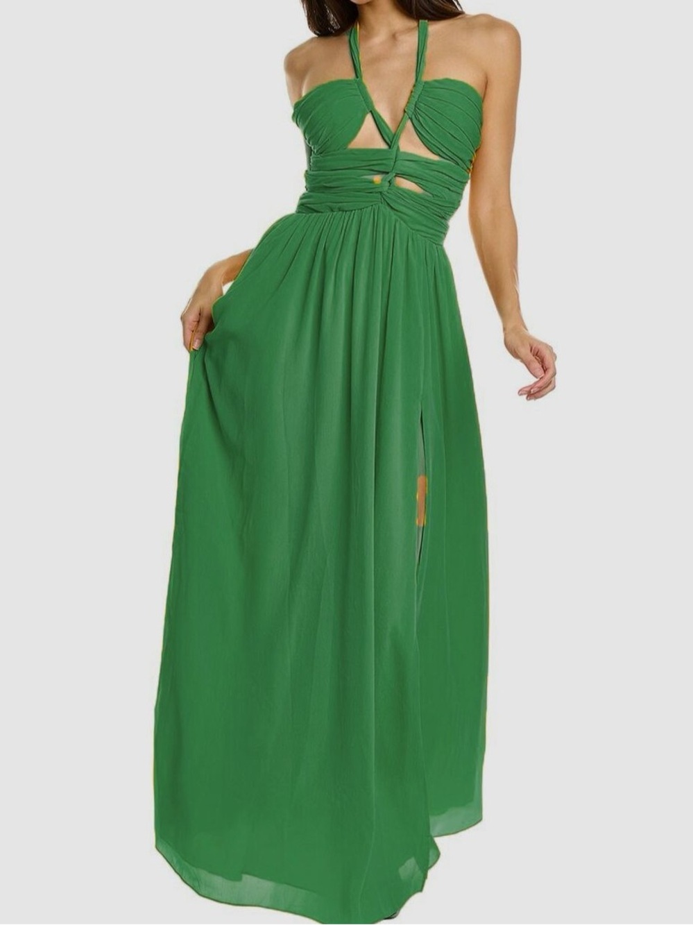 Ronny Kobo Collection Emerald Green Halter Maxi Dress